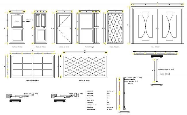 Door elevation plan detail autocad file