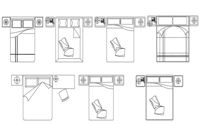 Hearboard Double Bed Elevation Design Free CAD Blocks - Cadbull