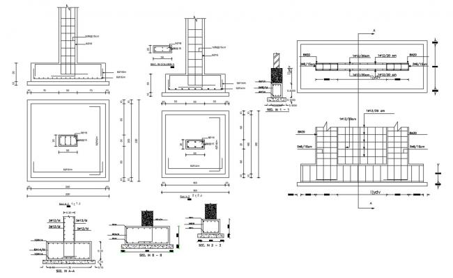 Column base plate constructive structure cad drawing details dwg file ...