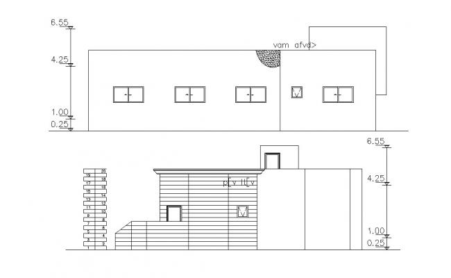 2D CAD Drawing Four Side Elevation Of Traditional Bungalow AutoCAD File ...