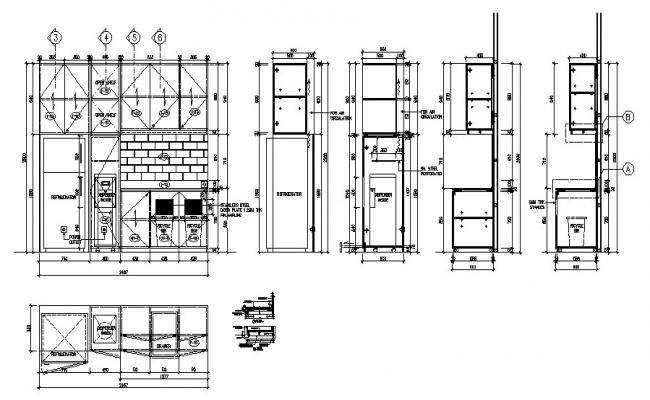 Kitchen layout in autocad - Cadbull