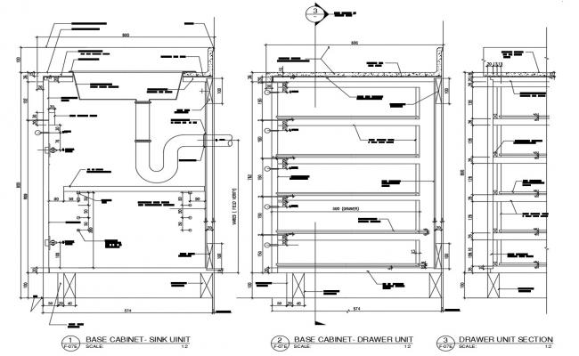 Kitchen side constructive section cad drawing details dwg file - Cadbull