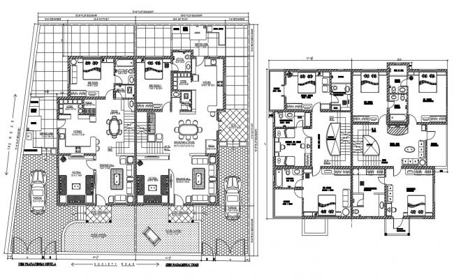 Duplex Bungalow Design Furniture Layout Plan Download - Cadbull