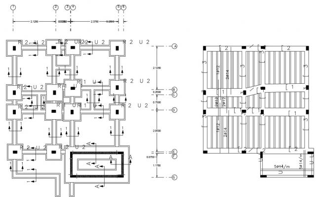 RCC Slab Curtailment Bars And Foundation CAD Drawing - Cadbull