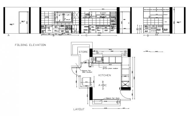 Hospital Kitchen Layout Plan Dwg File Cadbull   Dwg File Of Kitchen With Elevations Fri Feb 2019 06 17 13 