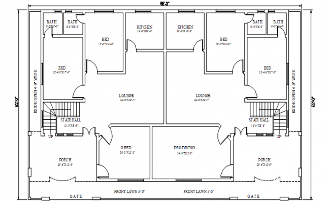 8 X 22 Meter House Plan With Furniture Drawing AutoCAD File - Cadbull