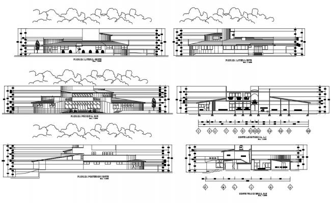 Elevation detail of Hexagonal shape building dwg file - Cadbull