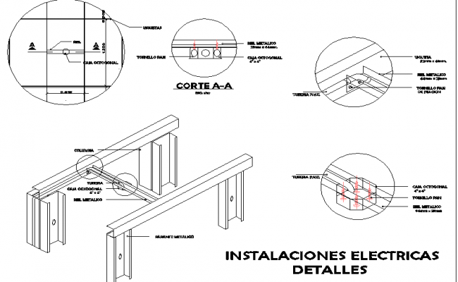 Lighting pole with harm electric installation details dwg file - Cadbull