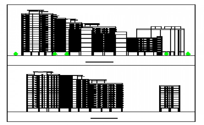 Elevation design drawing of flat high rise building design drawing