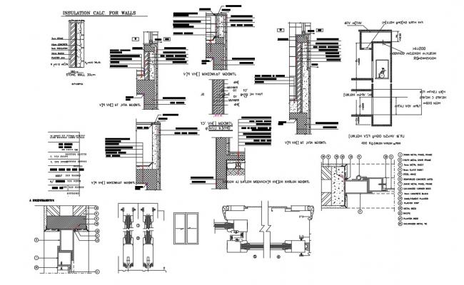 End wall and side wall sections 2d drawing in AutoCAD - Cadbull