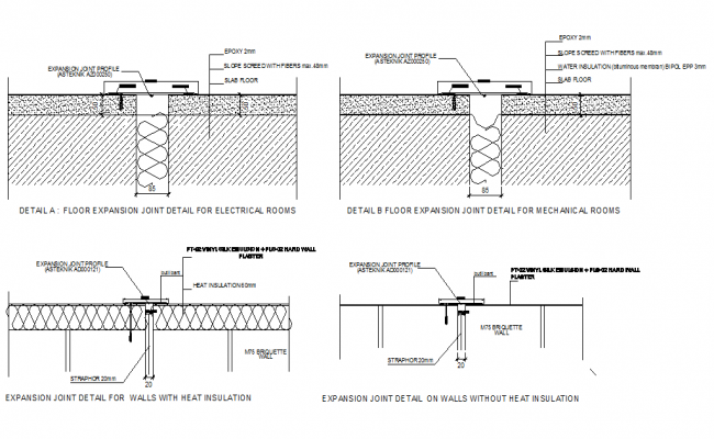 Expansion joint detail section plan dwg file