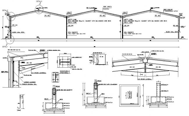 2D CAD Drawing Of Factory Project Layout Plan And Elevation Design ...