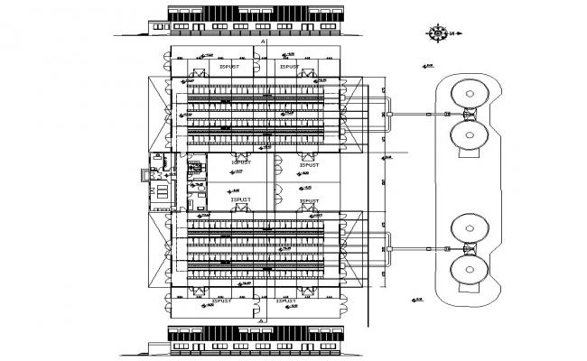 4 side elevation of Underground shower area elevation design drawing ...