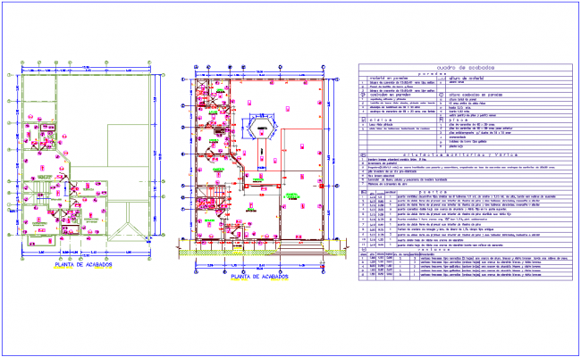  Finishing plan with material box for two level house plan 