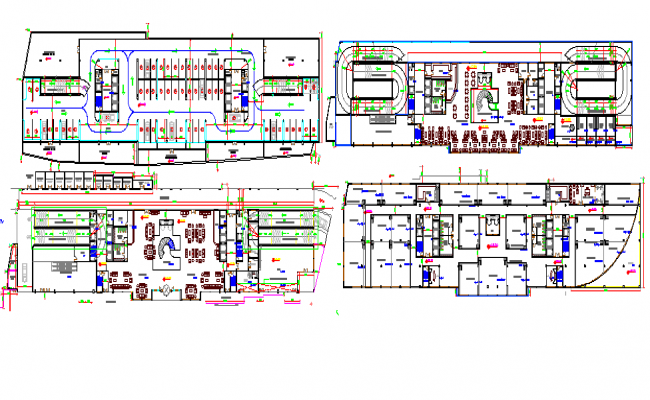 Floor plan layout of multi-flooring five star hotel dwg file