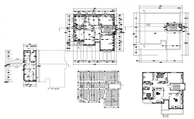 Autocad drawing of residential bungalow - Cadbull