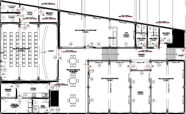 Food court in school, auditorium layout dwg file