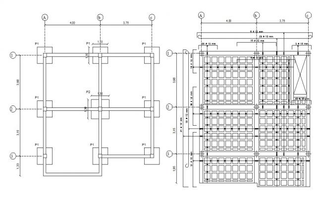 CAD RCC raft foundation footing details 2d view dwg file - Cadbull