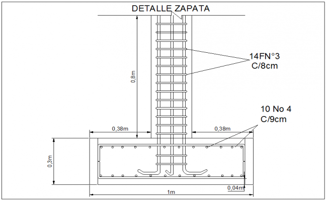 Foundation & column connection section elevation view detail dwg file