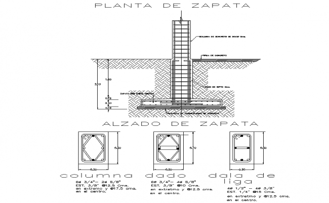 Construction detail of water tank with plan section view dwg file