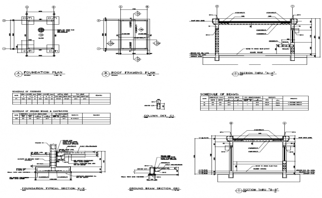 Beam section detail dwg file - Cadbull