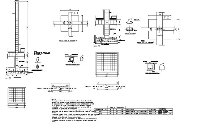 Foundation plan and section detail dwg file