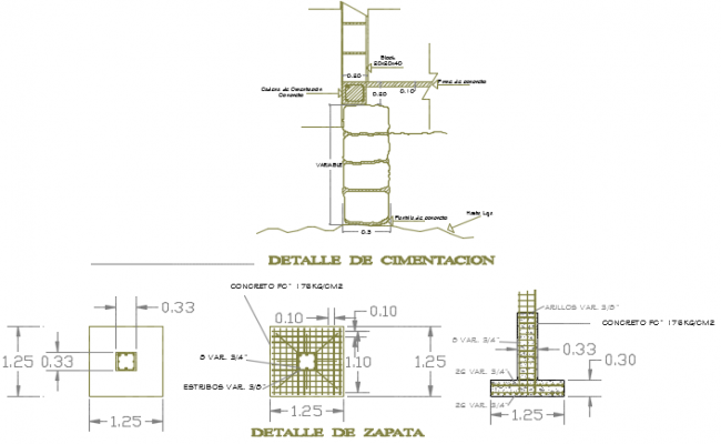 Construction view of curb stone detail dwg file - Cadbull