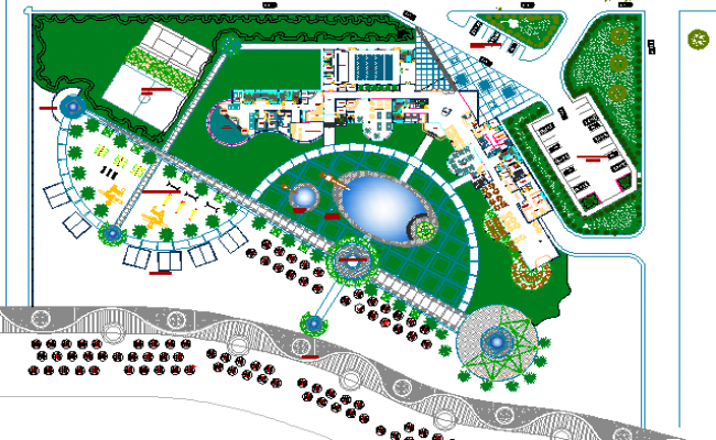 Four flooring hotel landscaping and site plan dwg file