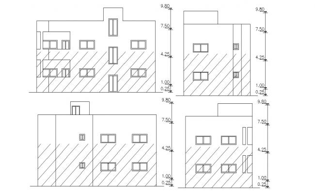 Front and rear elevation details with dimension details dwg files - Cadbull