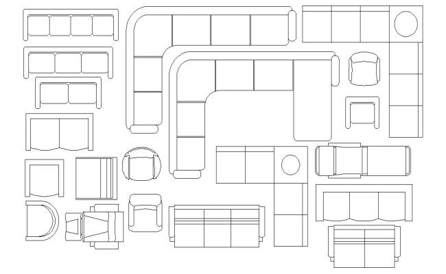 Dynamic multiple sofa sets elevation blocks cad drawing details dwg ...