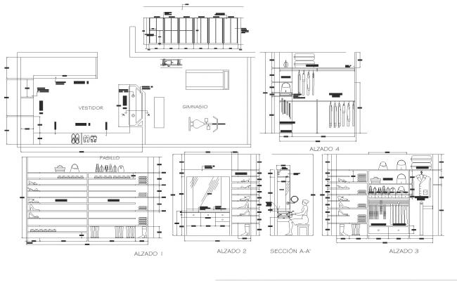 Classic cabinet detail elevation 2d view layout autocad file