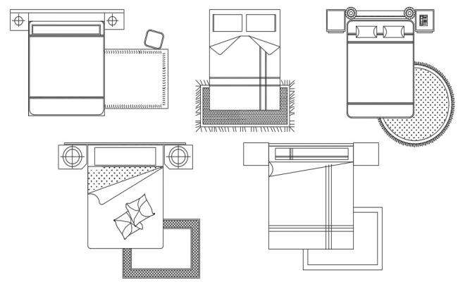 Round shape beds CAD furniture detail elevation layout autocad file ...