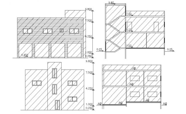 Section house plan layout file - Cadbull