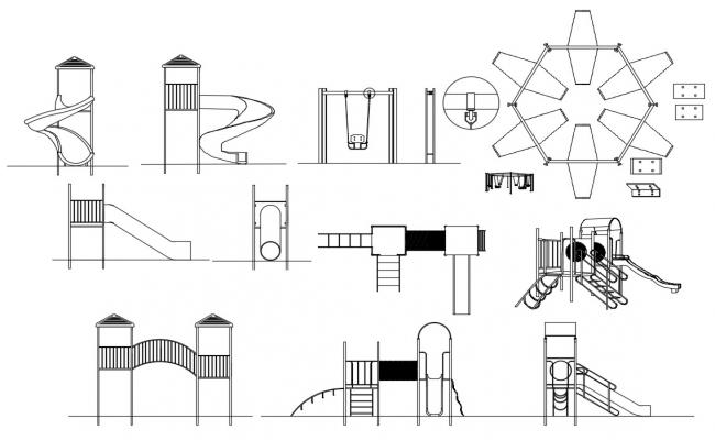 Garden equipment and furniture cad drawing details dwg file - Cadbull