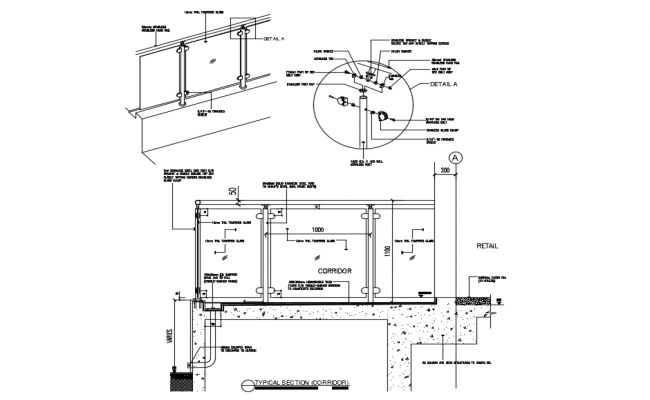 Led tv unit wall stand detail in cad files