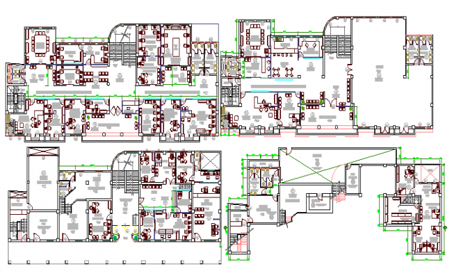 Ground, First, Second & Top Floor Layout Plan Of Administration Office 