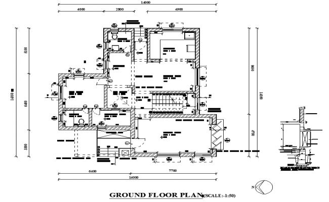 Ground floor  bungalow  plan  autocad  file