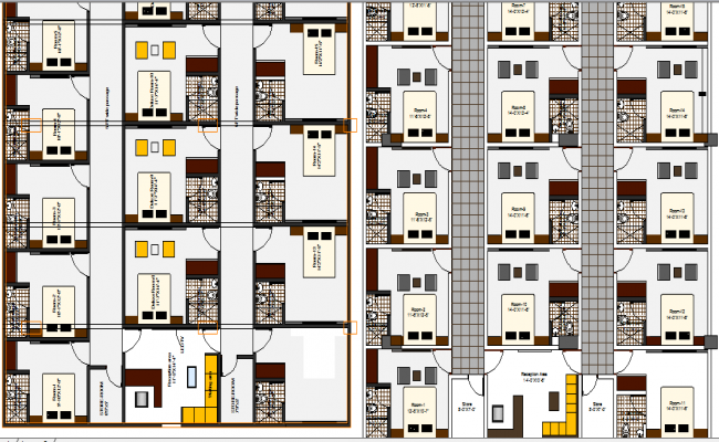 Guest house hotel architecture layout plan details dwg file
