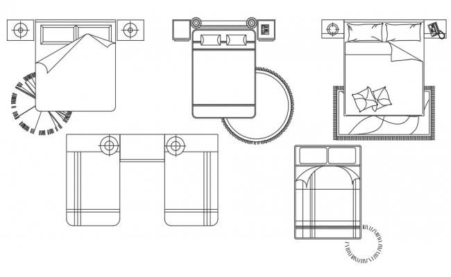 Elevation Detail Of Double Bed 2d View Furniture Units Drawing Dwg File 