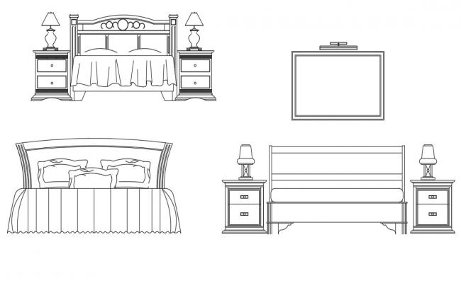 Double Bed Top View CAD Blocks Drawing DWG File - Cadbull