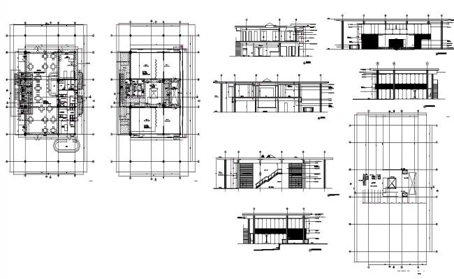 Hotel building structure detail plan and elevation 2d view layout ...