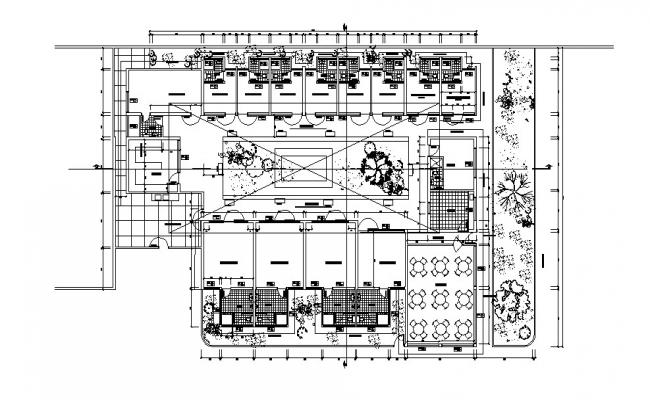 Hotel building plan design view in detail with dwg file - Cadbull