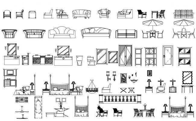 Waiting area furniture blocks details for shop dwg file - Cadbull