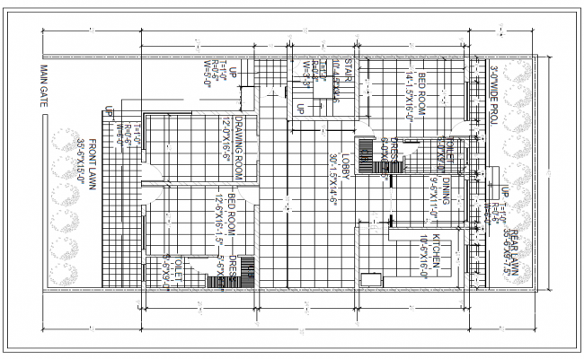 Building with elevation details in dwg file - Cadbull