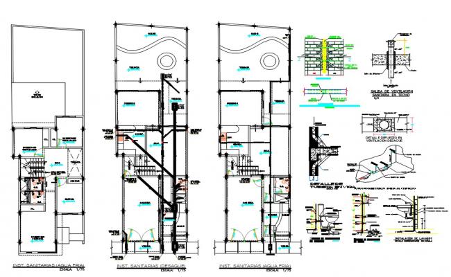 Plumbing section detail dwg file - Cadbull