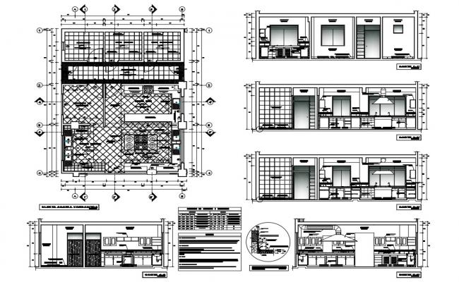  House  kitchen elevation  section plan  and furniture 