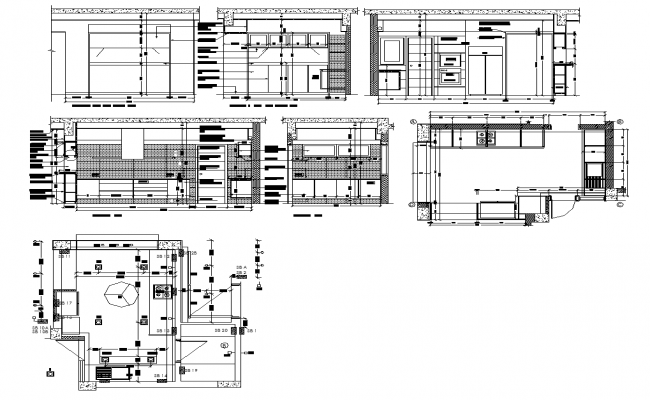 House kitchen structure CAD blocks detail layout elevation 