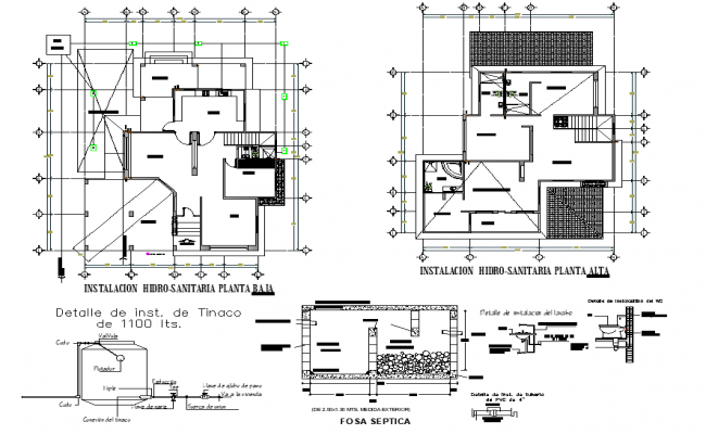 Single family house with garage ground floor plan layout details dwg ...