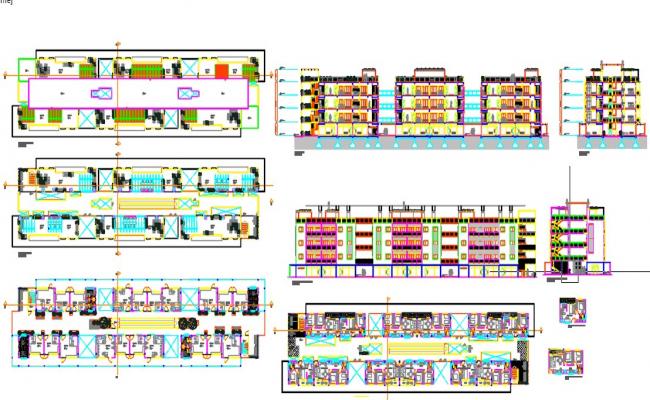 Housing plan 2d elevation details - Cadbull