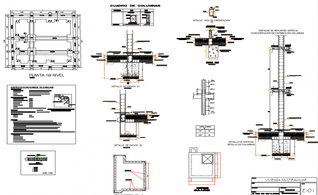 Detail of foundation plan detail dwg file - Cadbull